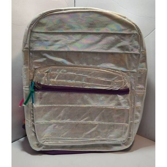 Wonder Nation White Iridescent & Purple Backpack with Rainbow Colored Accents - Picture 1 of 9